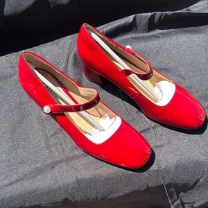 Elegant Red Heeled Mary Jane Shoes